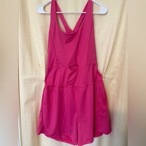 Reach Me Athletic Romper, Women’s Size Large Hot Pink Sleeveless Workout Romper